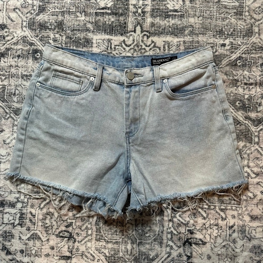 Blank NYC‎ The Fulton Light Wash Denim Cut Off Shorts Raw Hem Size 29